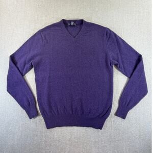 Daniel Bishop Mens M Purple 100% Cashmere V Neck Long Sleeve Sweater Luxury